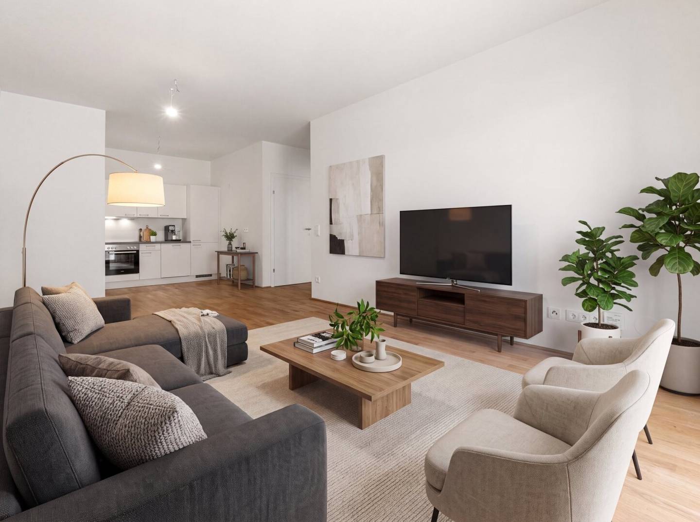 Apartment with own garden and garage space