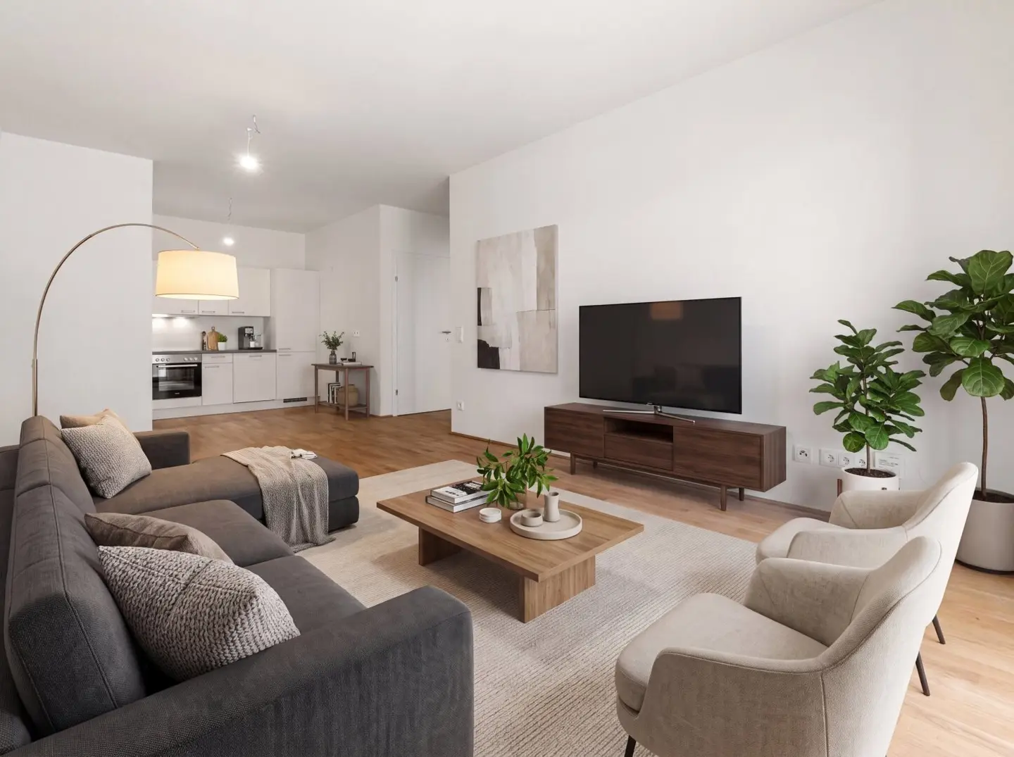Apartment with own garden and garage space