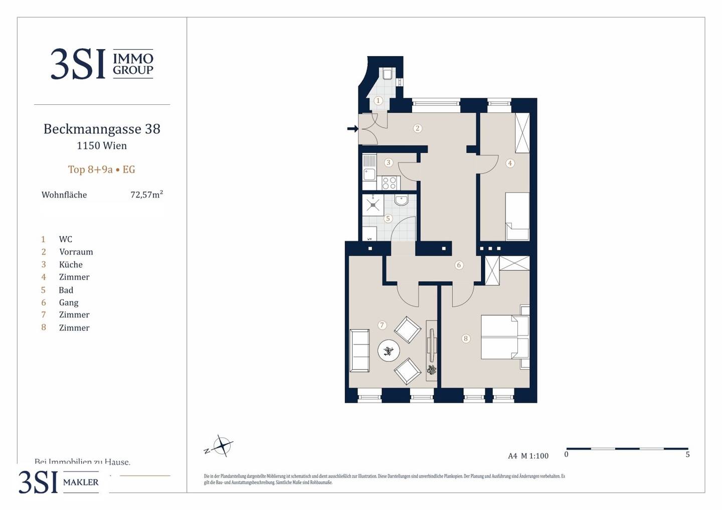 Raw diamond in period building – 3 rooms for individual renovation in a quiet side street