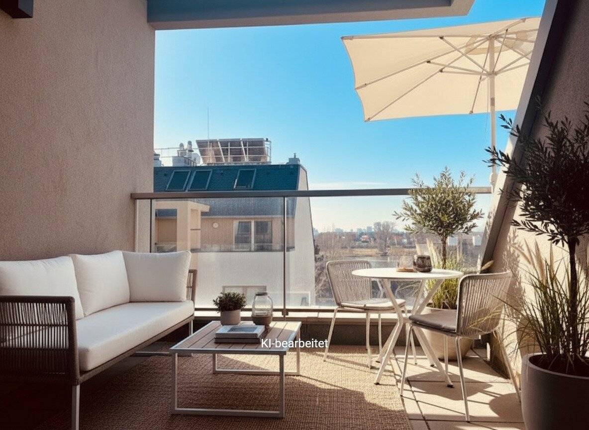 Neubau Dachgeschosswohnung Blick zur Alten Donau