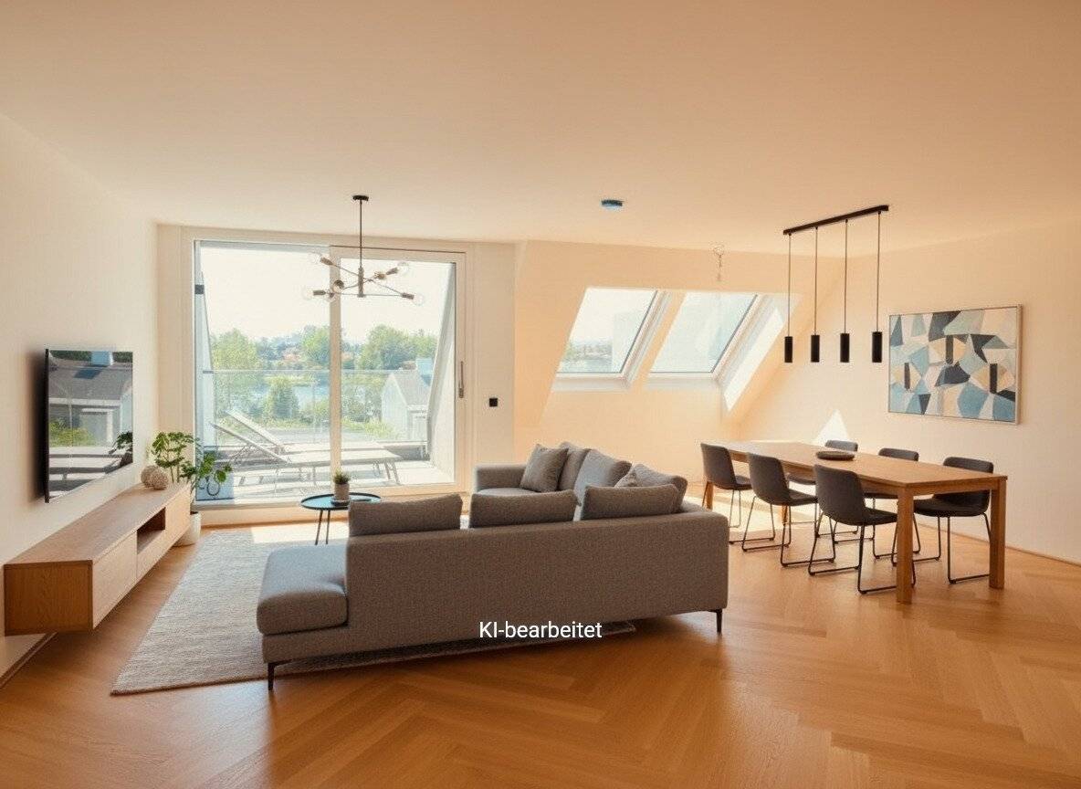 Neubau Dachgeschosswohnung Blick zur Alten Donau