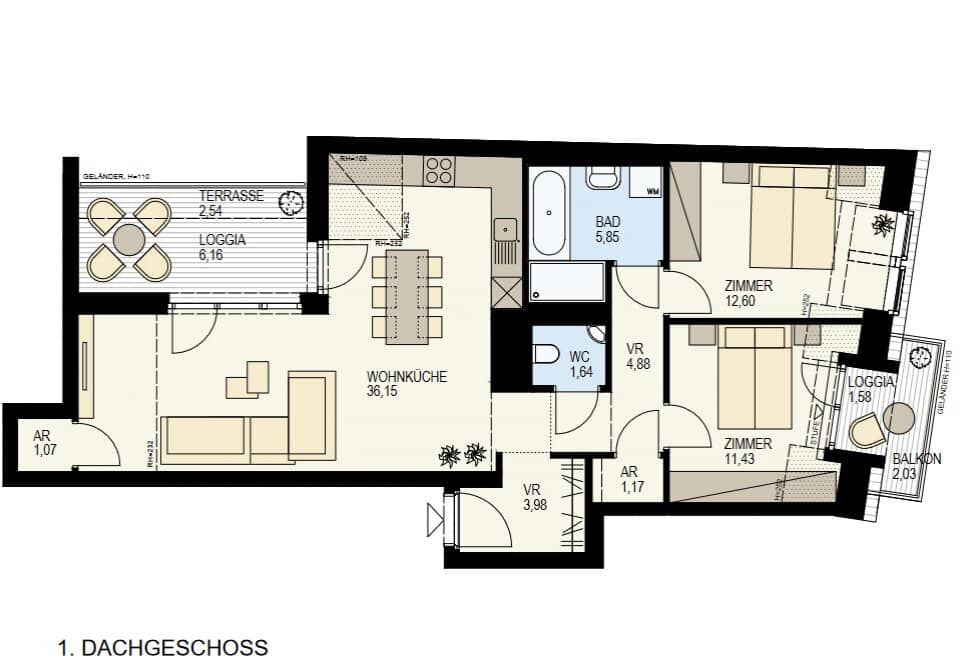 New build apartment near Augarten Donaukanal Loggia