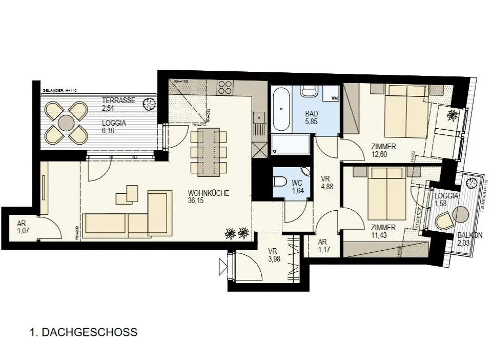 New build apartment near Augarten Donaukanal Loggia