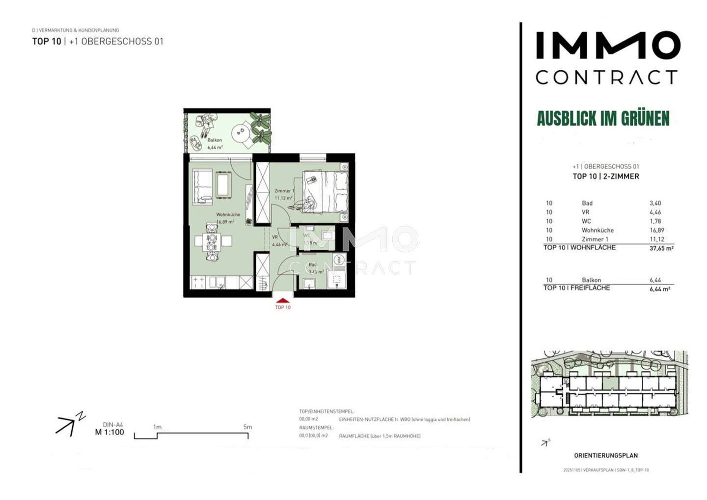 New build apartment with balcony in green setting