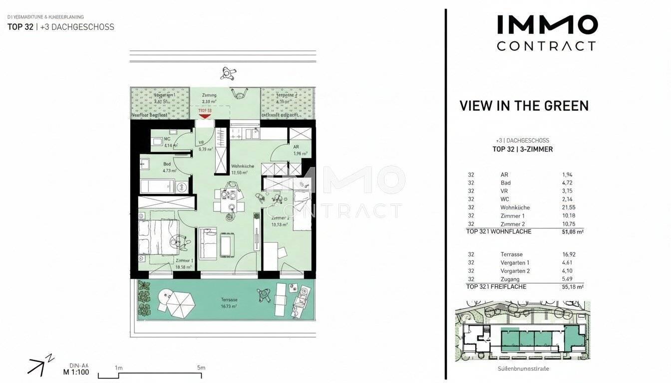 Top floor apartment with terrace near Hirschstettner Badeteich