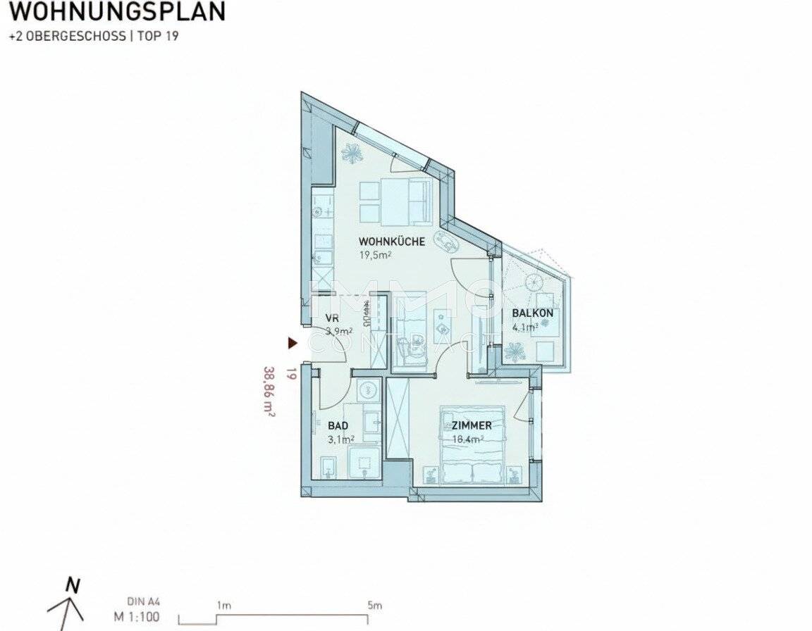 Wohnung Erstbezug Donaufeld Höfe Balkon