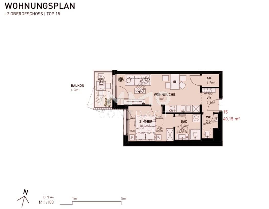 Brand new apartment in Donaufeld Höfe with balcony