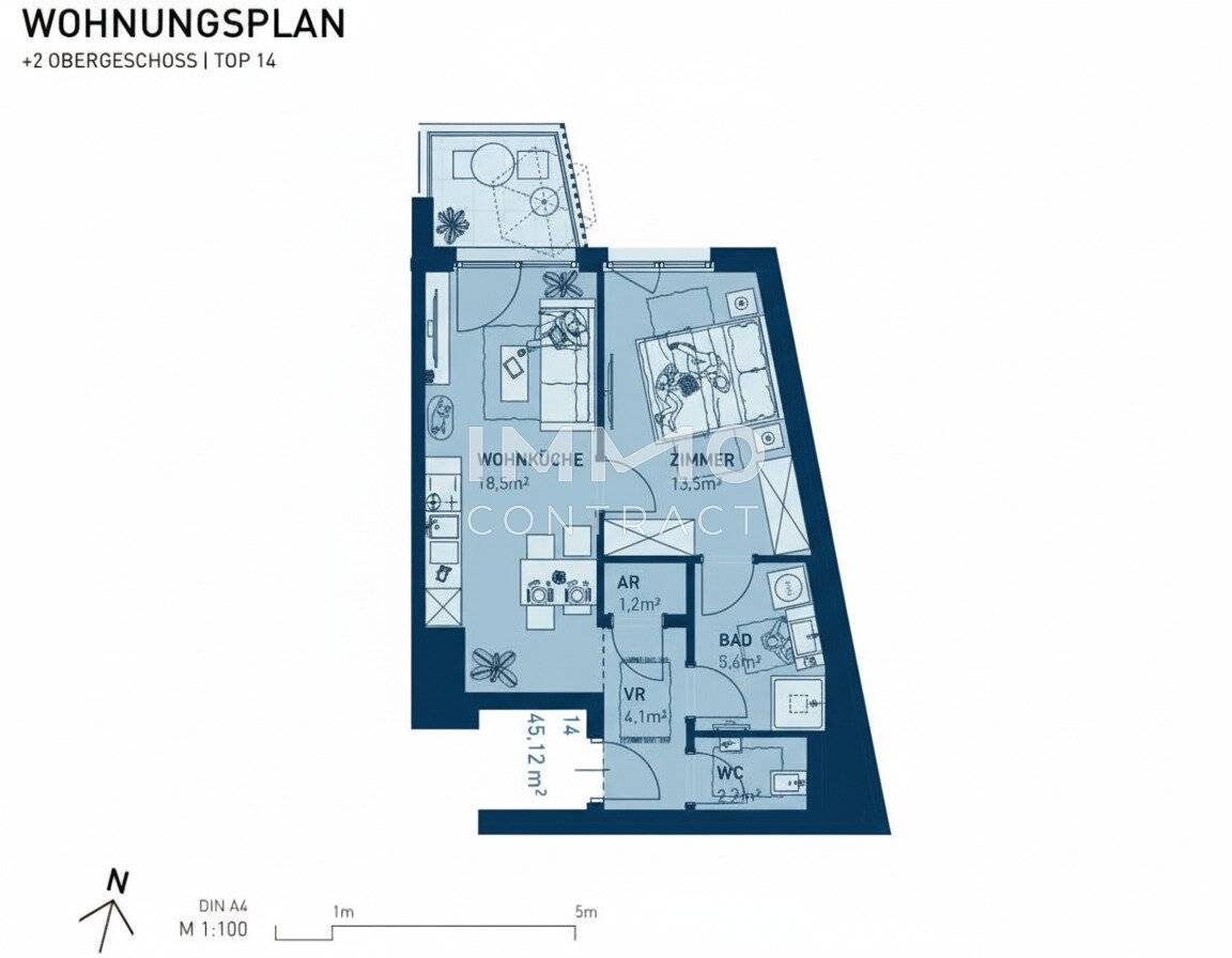 Newly built apartment near Alte Donau with balcony