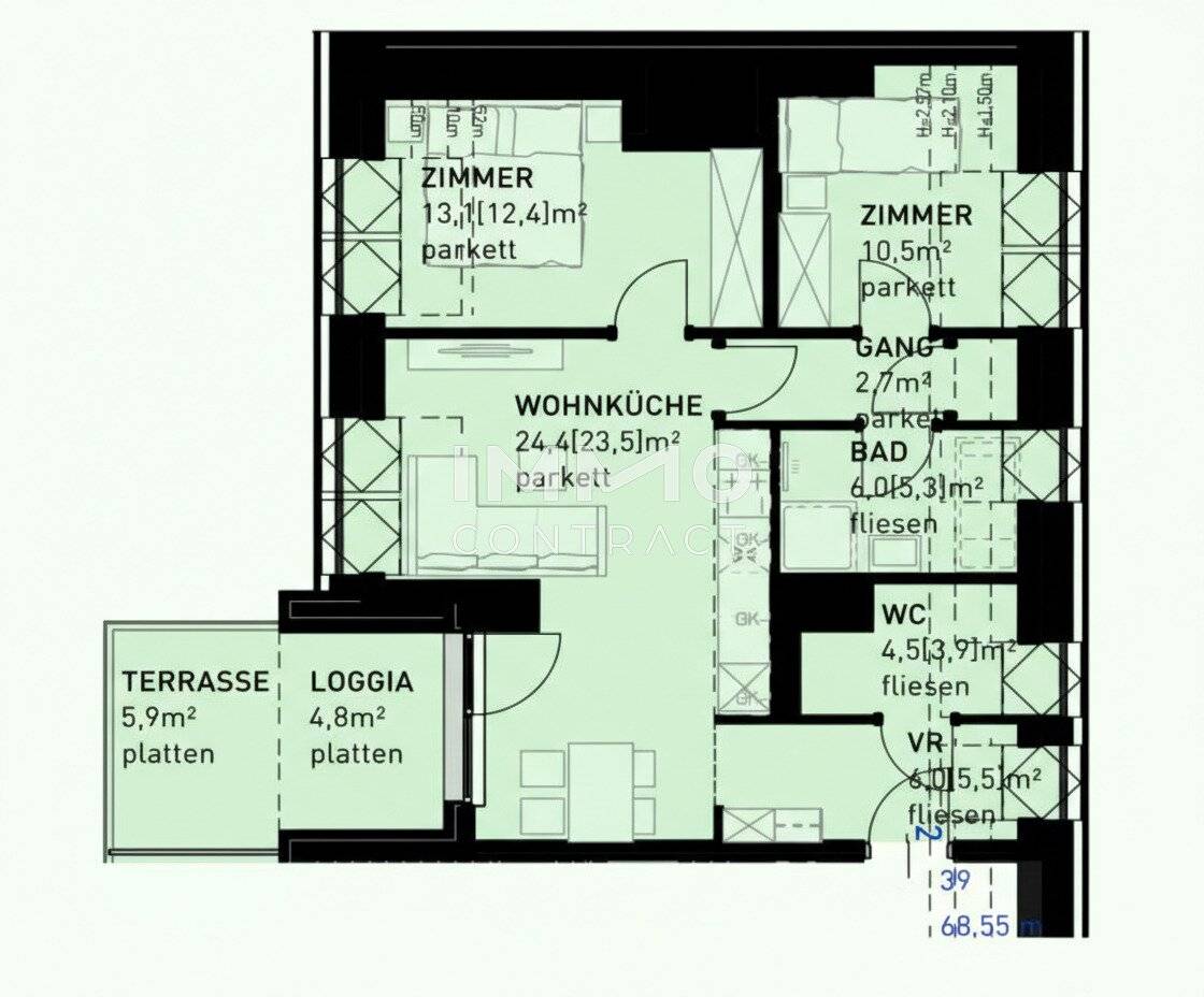 Top Floor Apartment First Occupancy Loggia