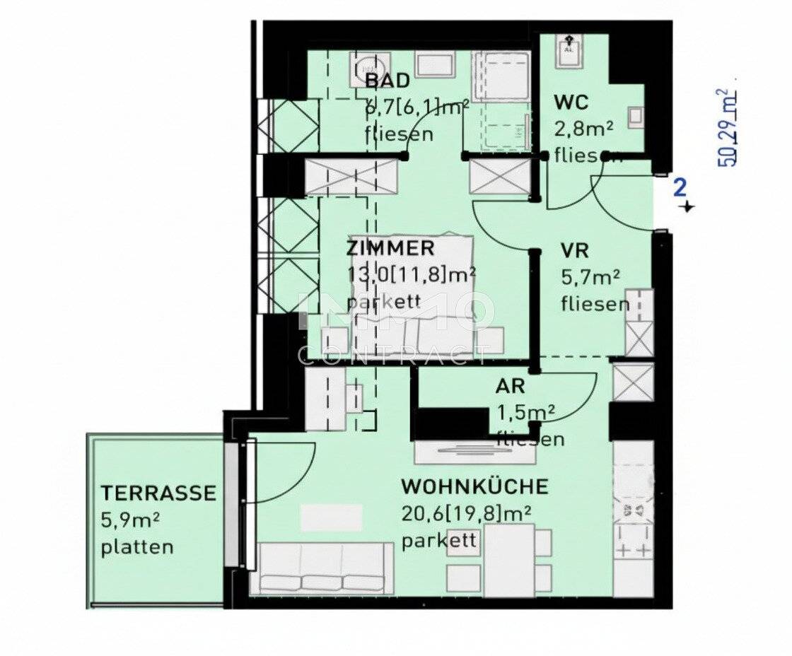 Dachgeschosswohnung Neubau Balkon Liesingbach