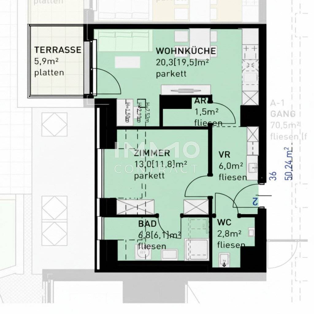 First occupancy Oberlaa with terrace