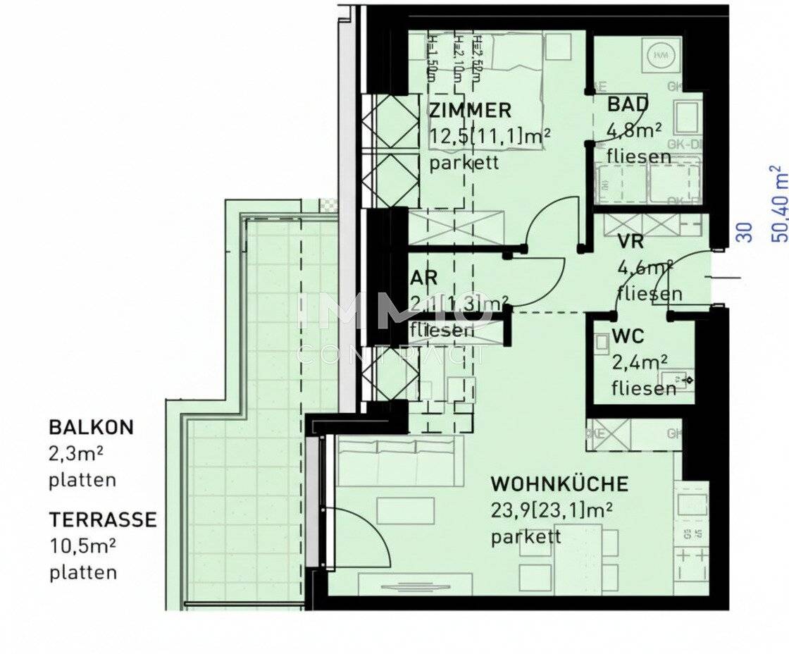 Attic apartment new build terrace by Liesingbach