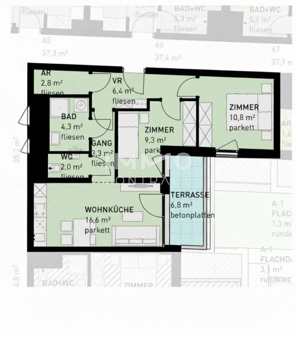 Apartment with Private Garden Terrace New Build
