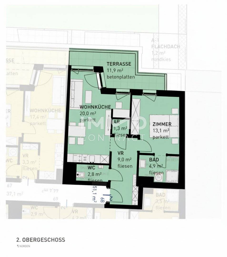 Apartment with private outdoor space near U2