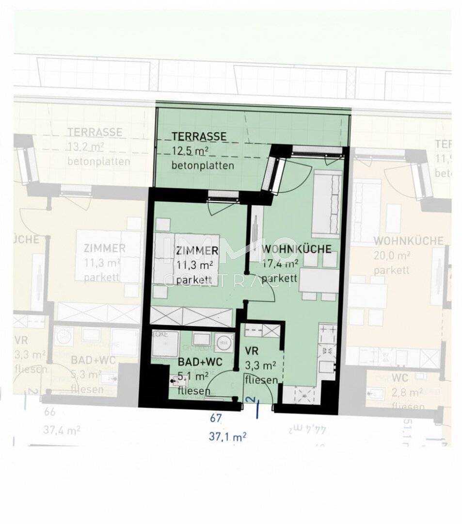 Wohnung mit privater Terrasse und Tiefgarage