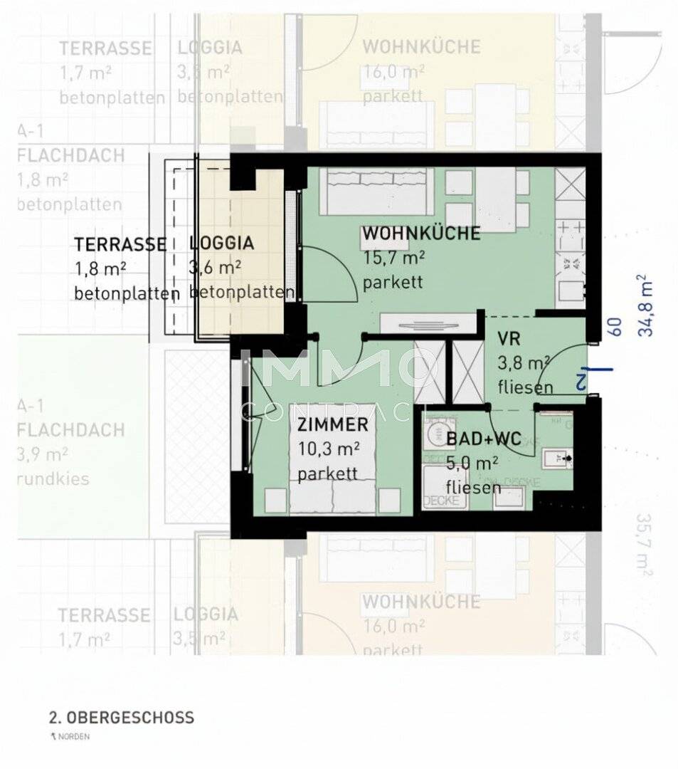 First occupancy apartment with loggia near U2