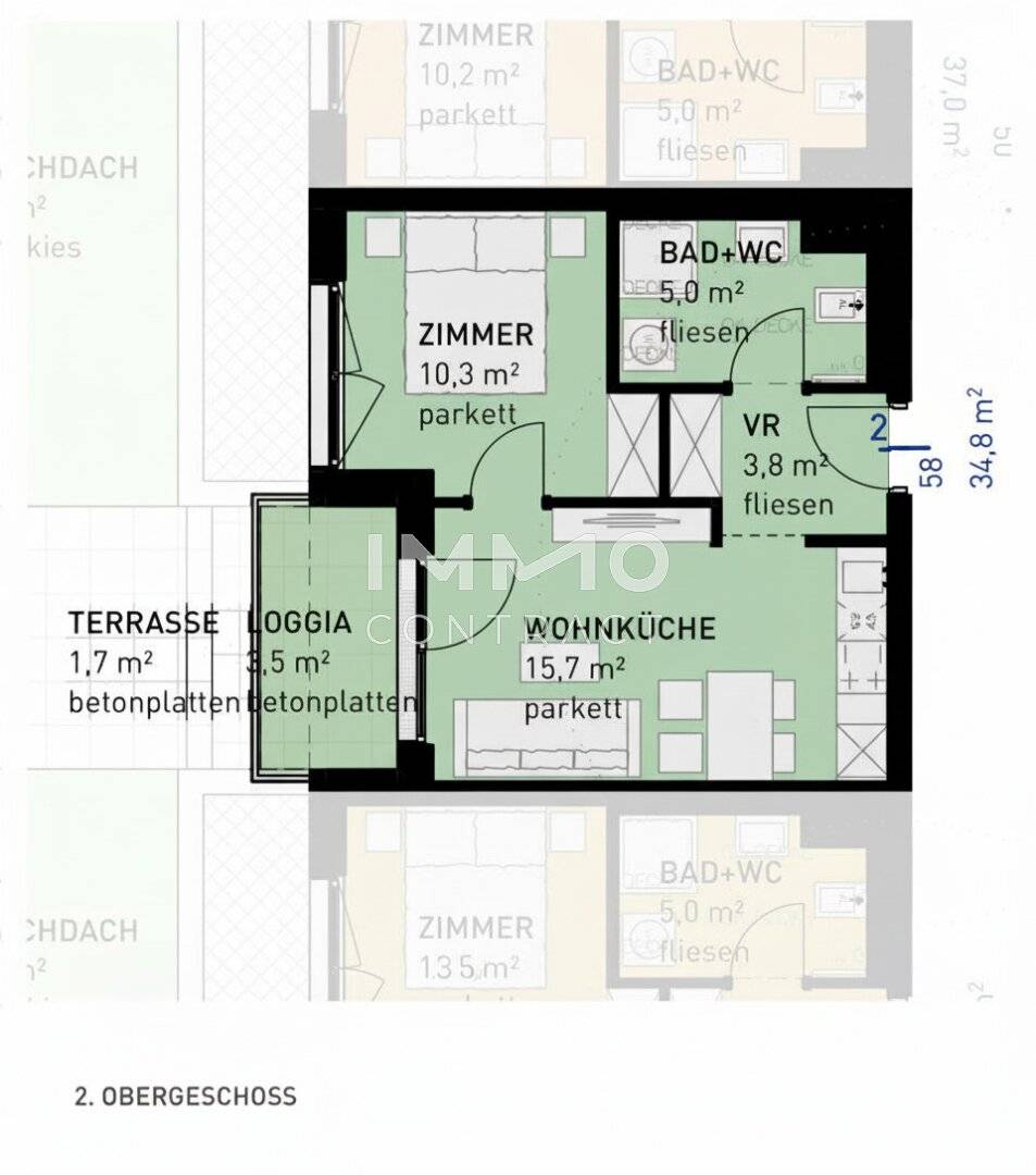 Wohnung Erstbezug Loggia und Terrasse