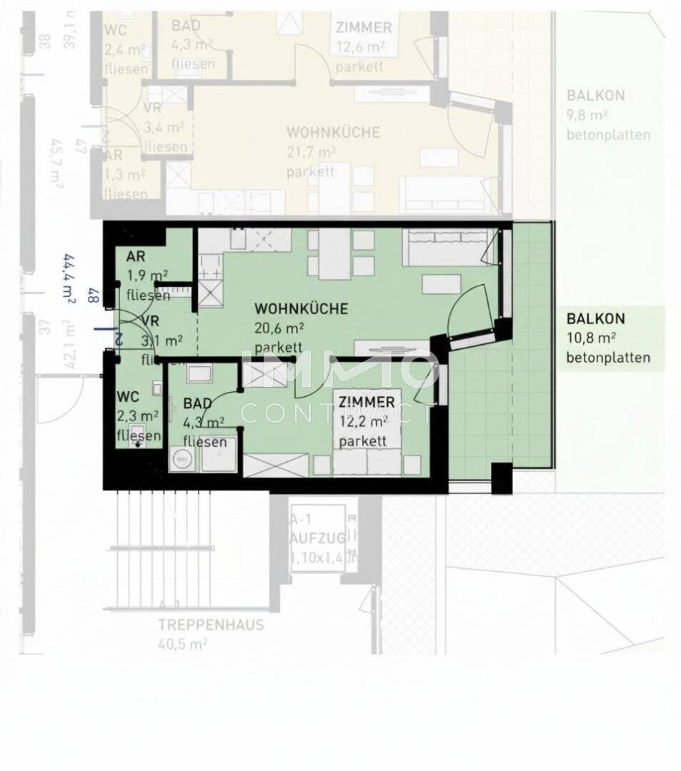 Wohnung Erstbezug mit Loggia und Tiefgarage