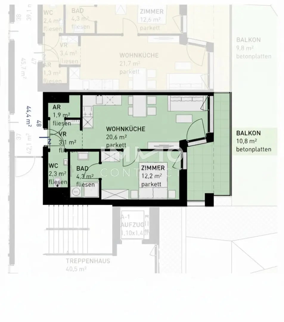 Wohnung Erstbezug mit Loggia und Tiefgarage