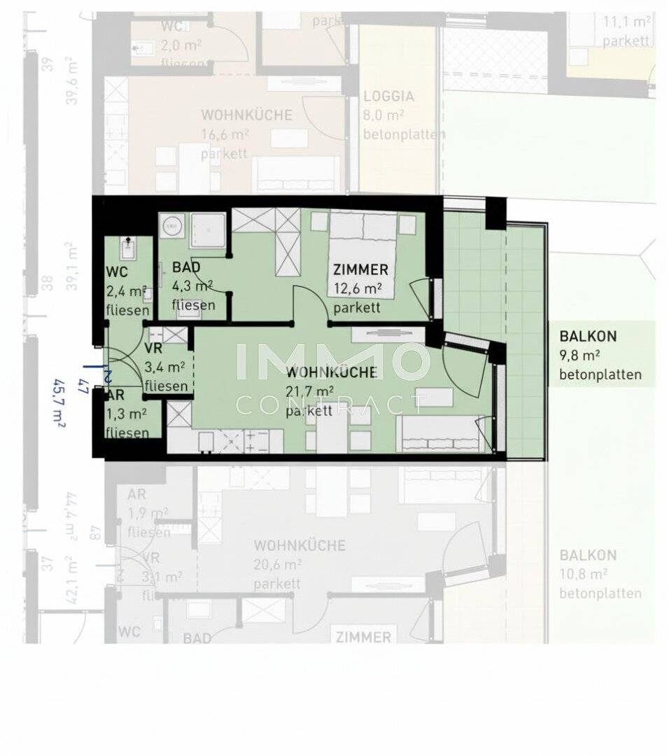 Erstbezug Wohnung mit Balkon nahe U2