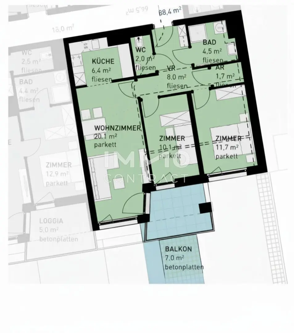 New build apartment with private garden