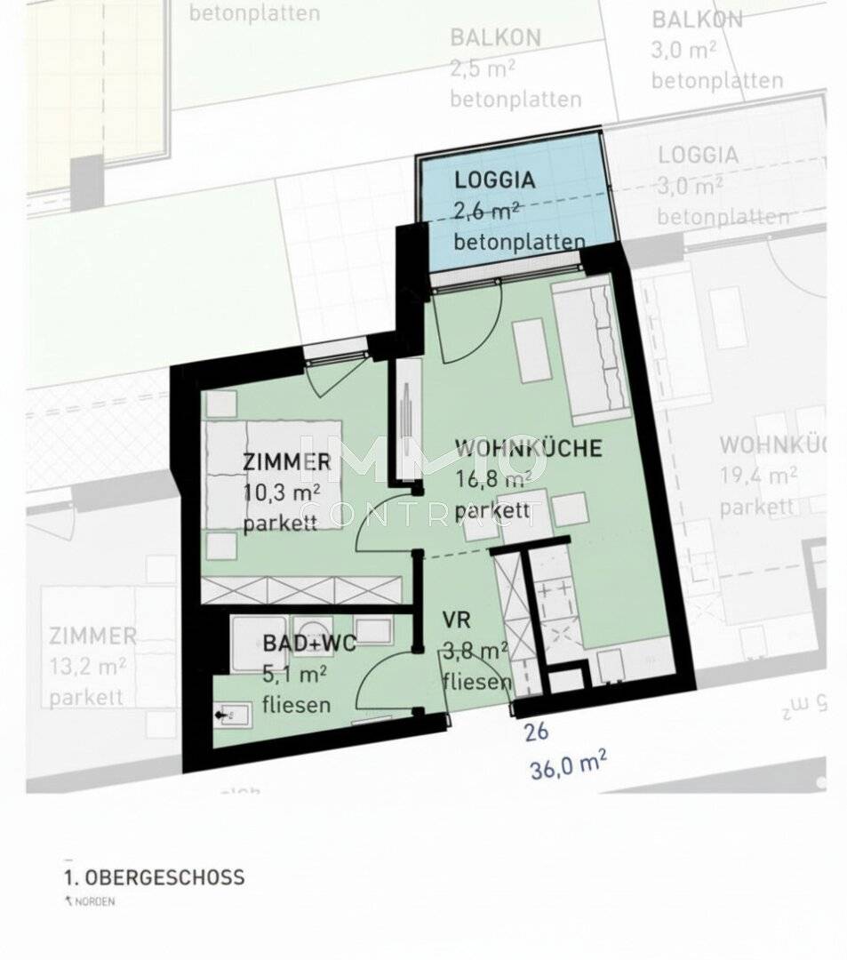 Commission free two room apartment with garage