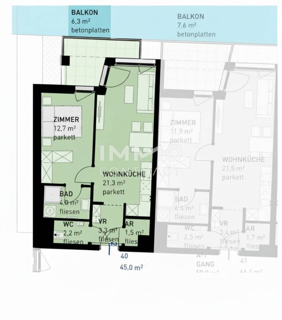 Erstbezug Wohnung mit Balkon und Tiefgarage