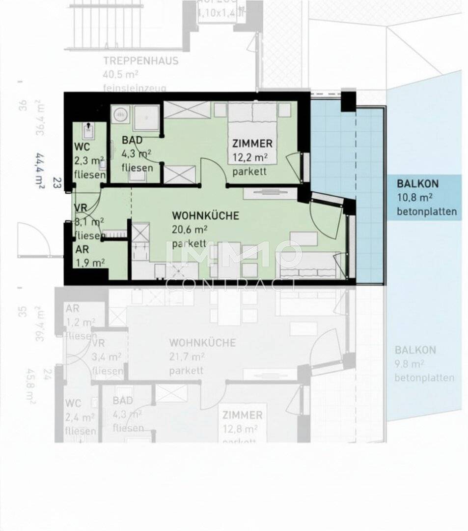 Newly built apartment with balcony near subway