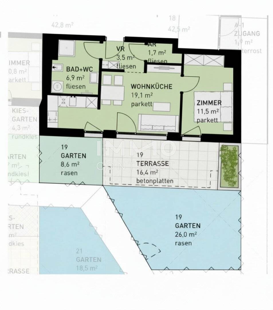 Wohnung ground floor Erstbezug garden near U Bahn
