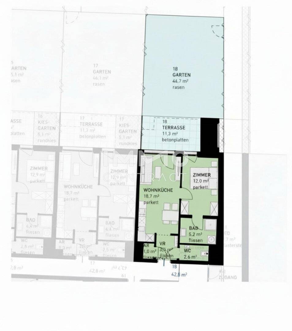Newly built apartment with garden and terrace