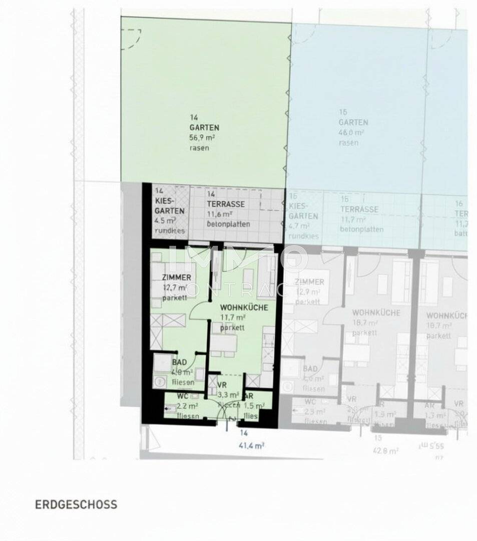 Newly built apartment with garden near Donauzentrum