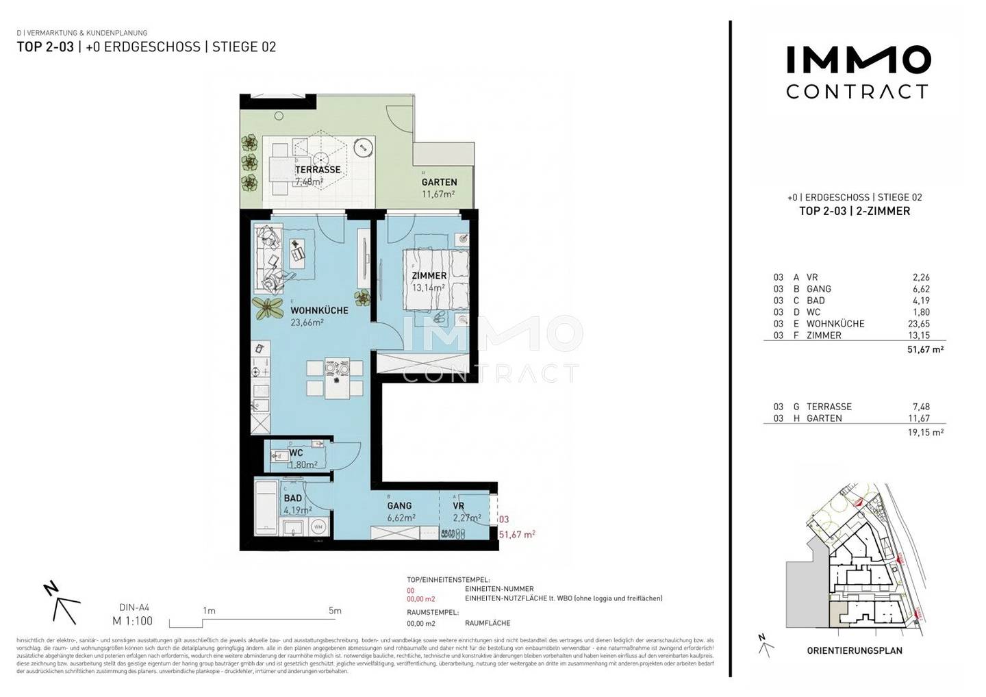 Apartment with private garden and terrace