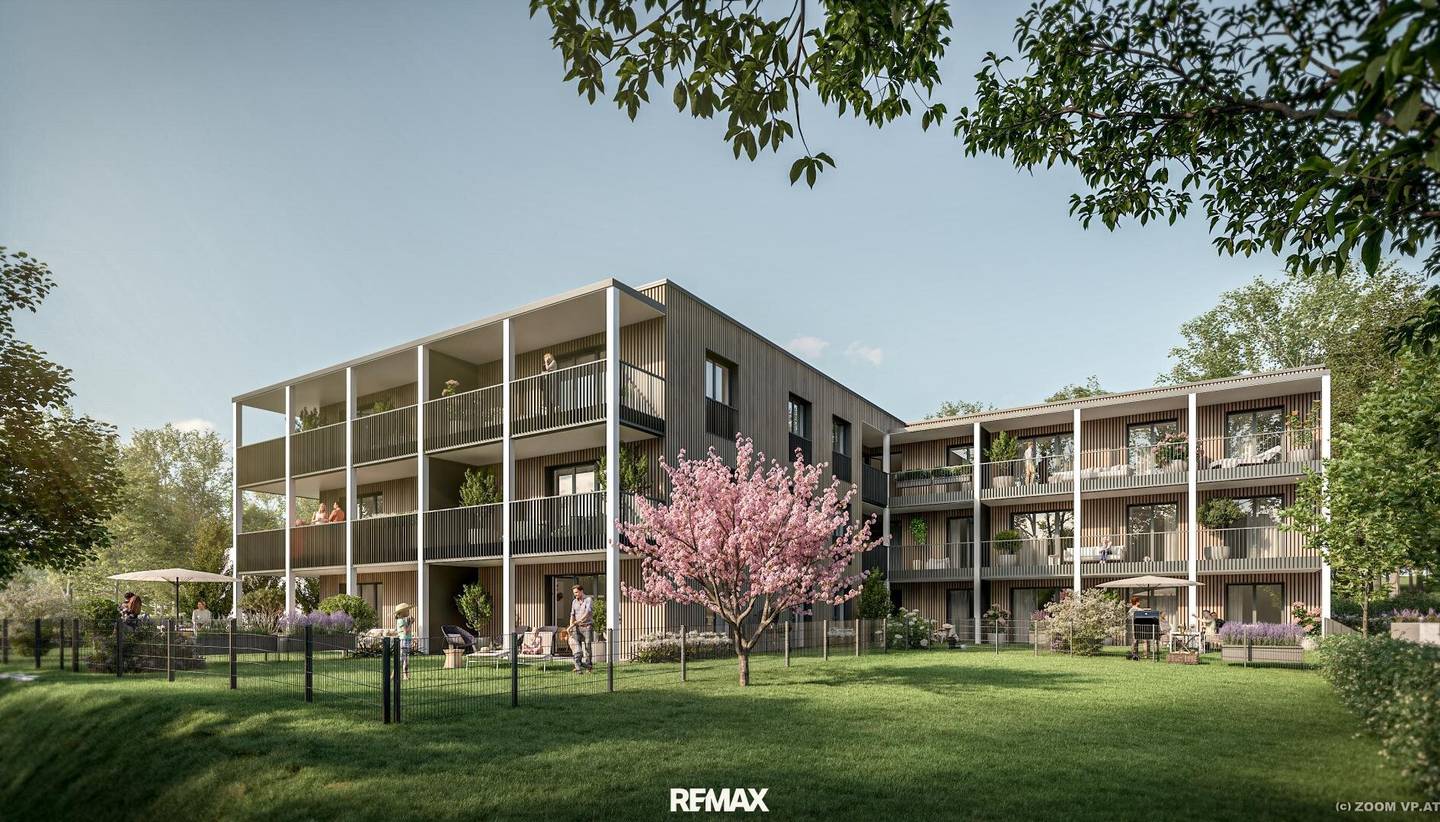 Apartment new build terrace by the Traun river