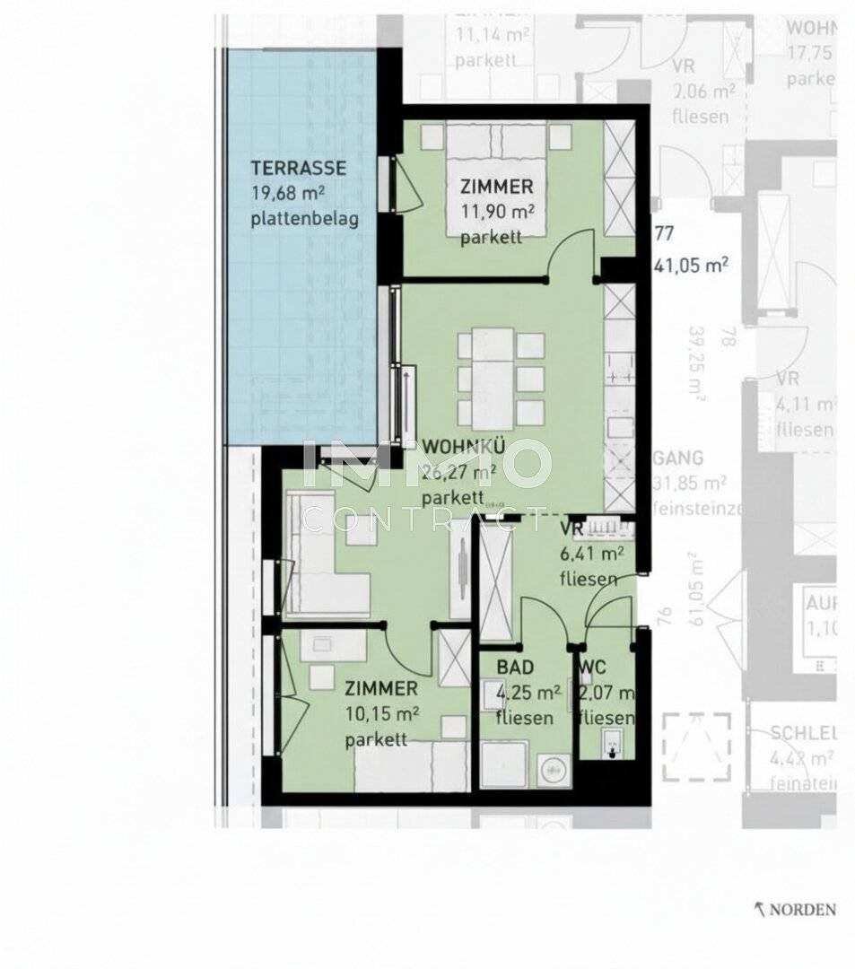 Apartment with terrace and underground garage first occupancy