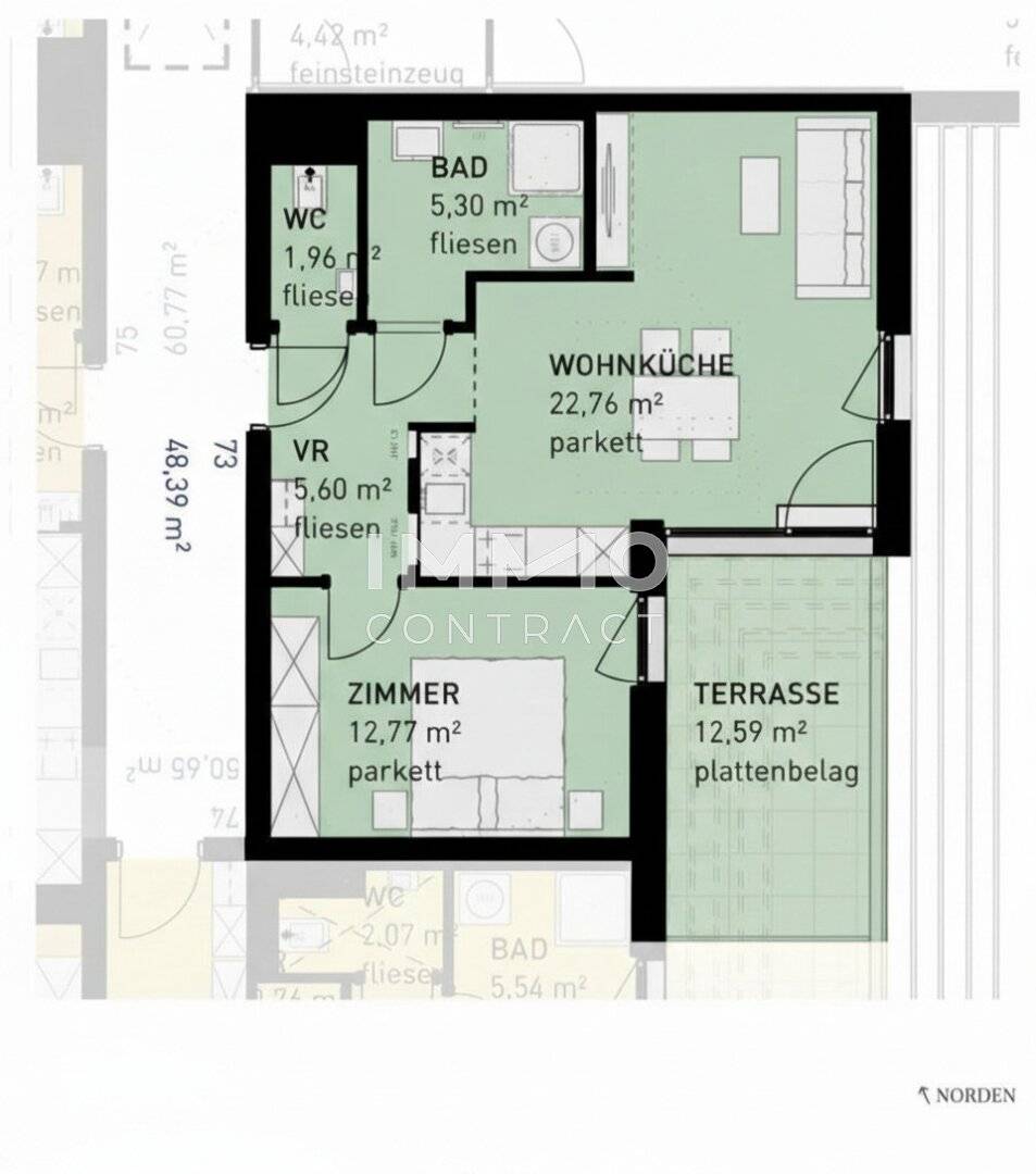 Apartment in a quiet outskirts location with terrace
