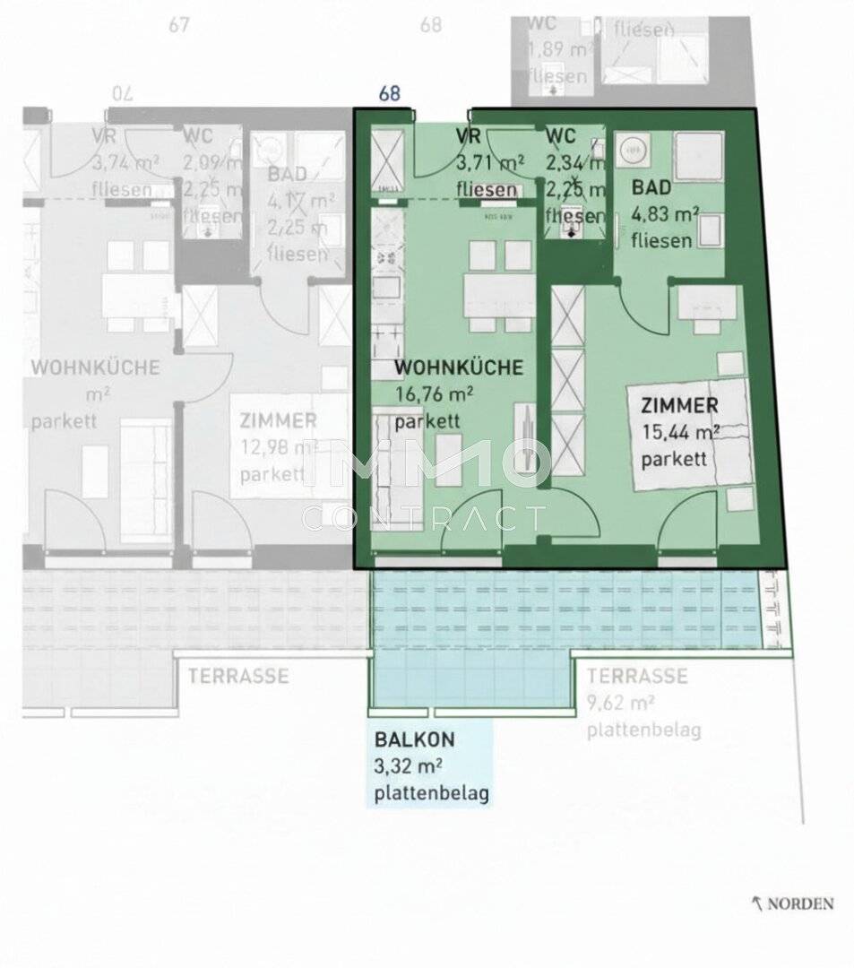 Commission free new apartment with outdoor space
