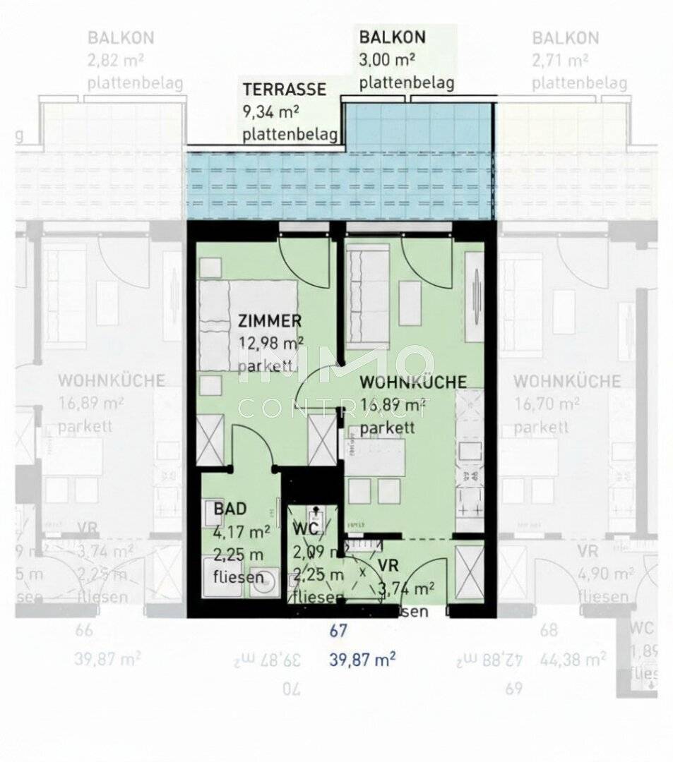 Newly built apartment balcony no commission