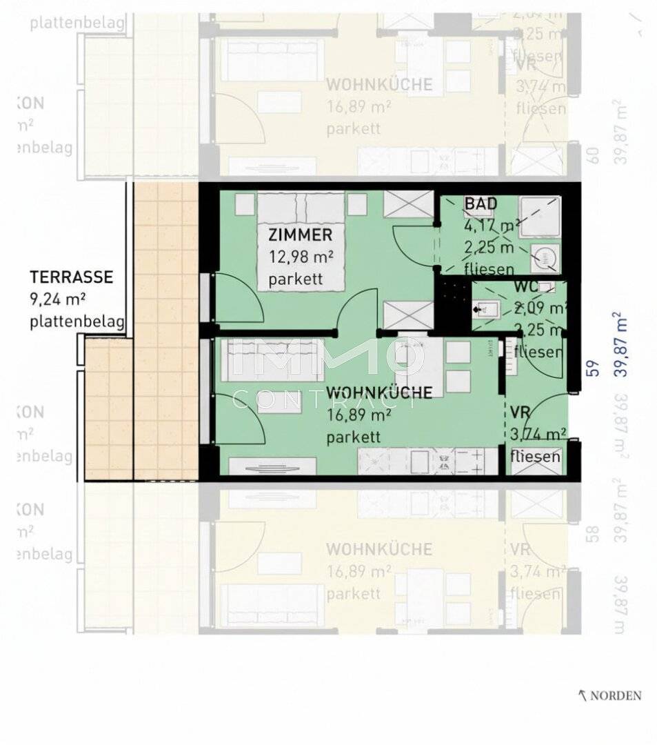 Apartment first occupancy with terrace in Simmering commission free