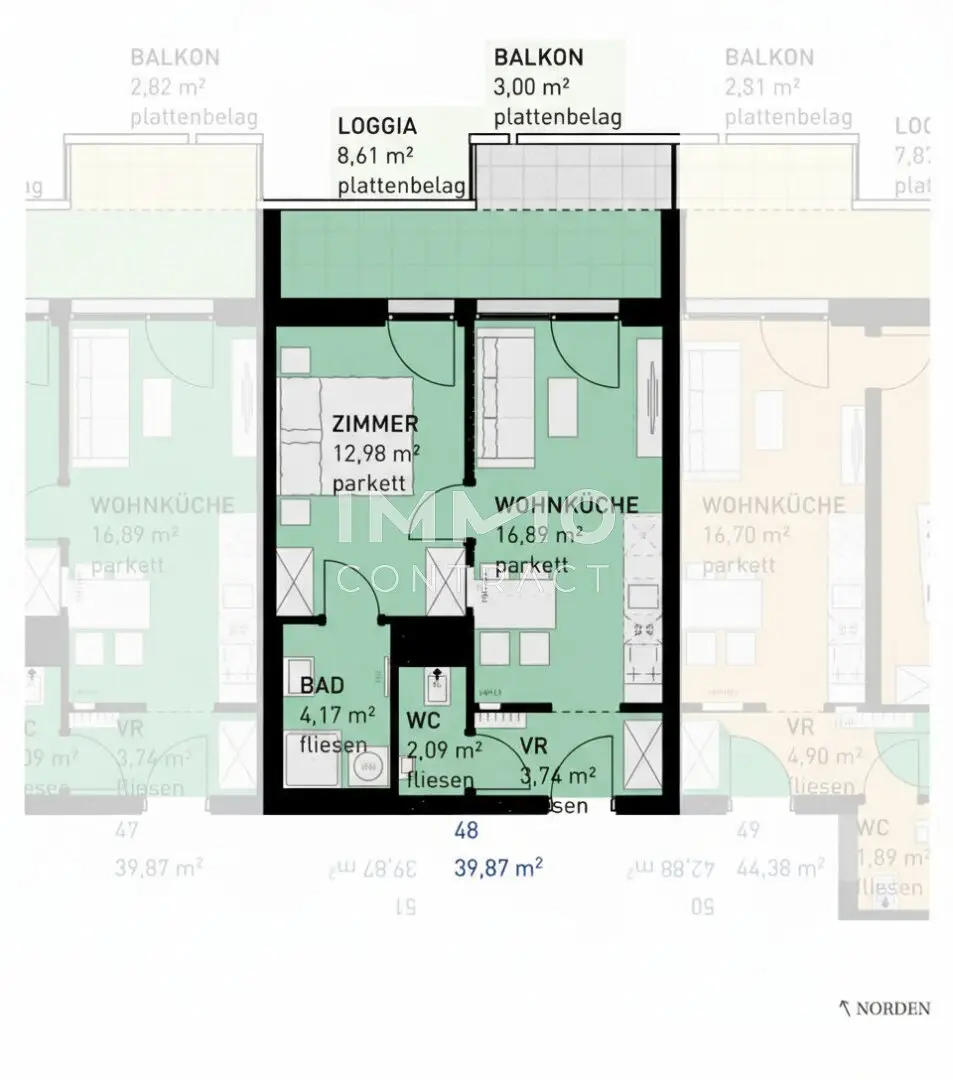 Apartment first occupancy loggia near U3