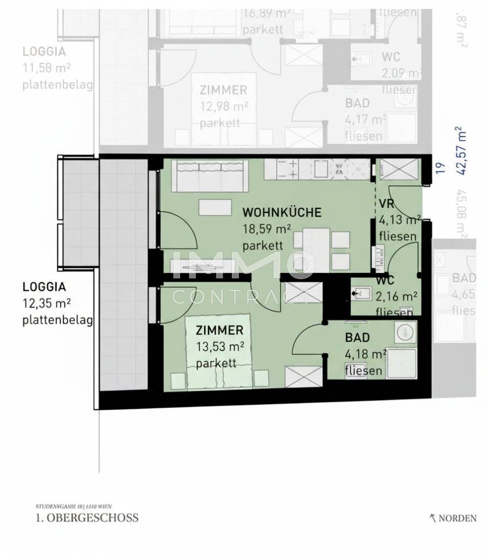 Apartment with loggia first occupancy commission free
