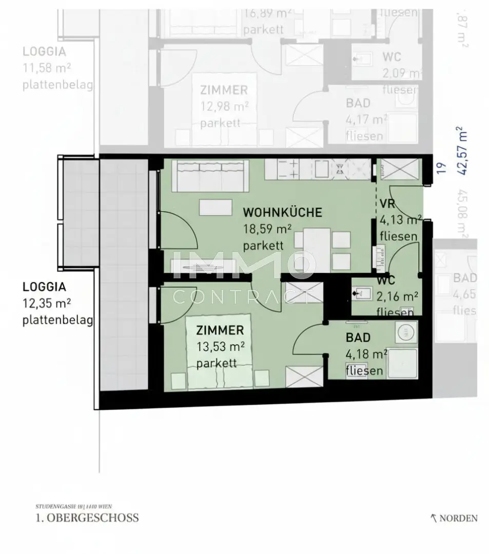 Apartment with loggia first occupancy commission free