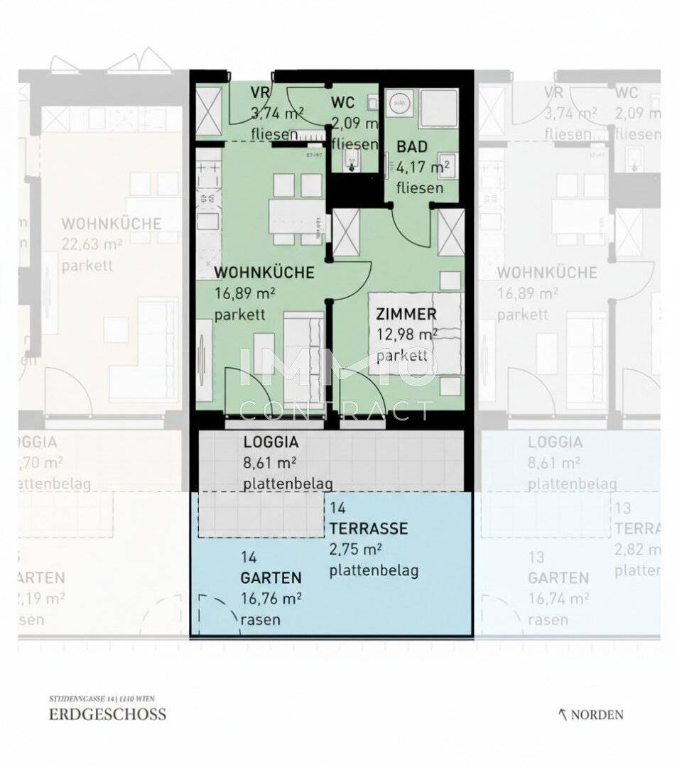 Commission-free new build apartment with garden and loggia