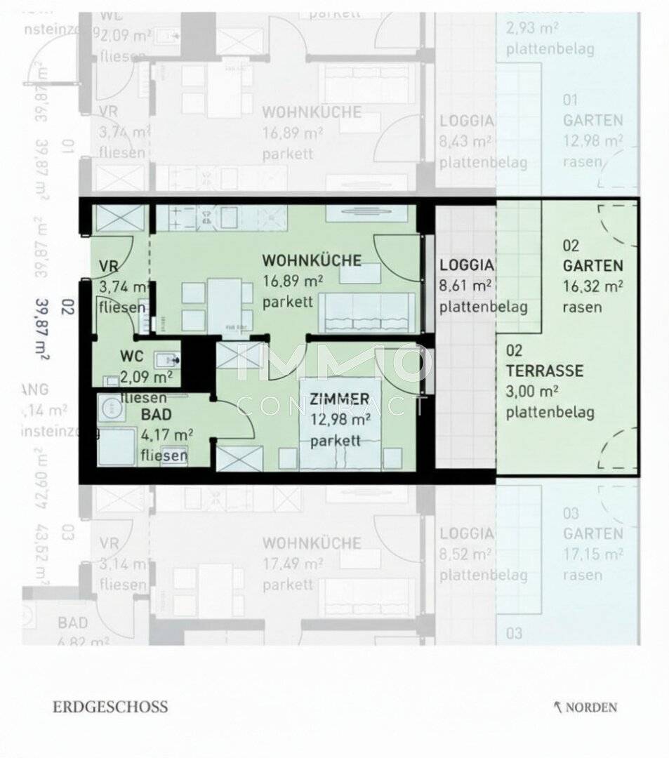 Wohnung mit Privatgarten Loggia provisionsfrei