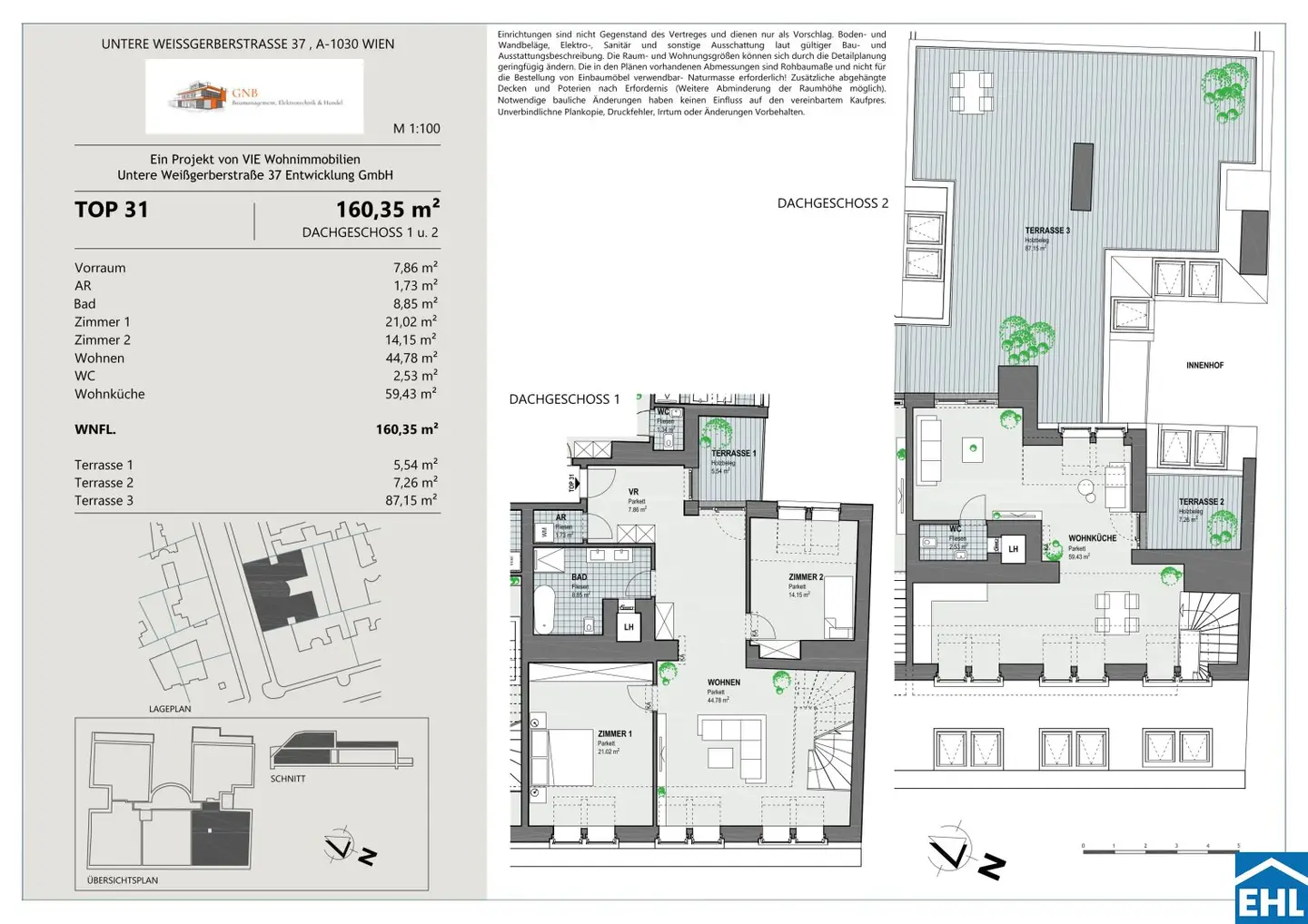 Apartment with large terraces in Weissgerberviertel