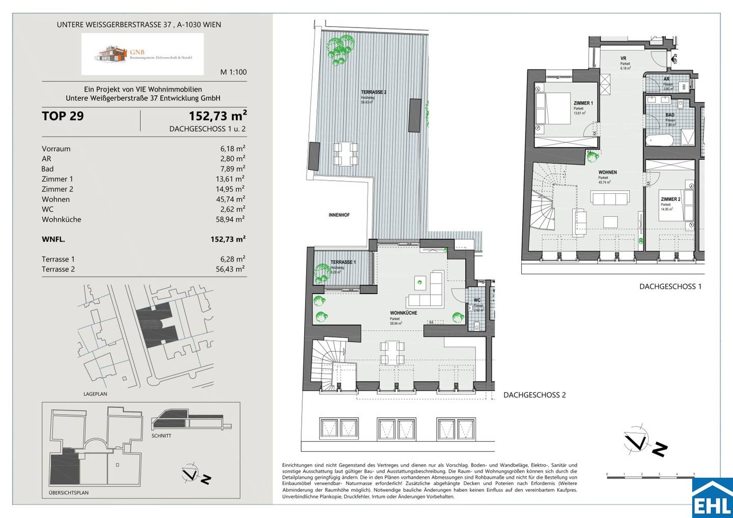 Dachgeschosswohnung im Dritten Bezirk mit Terrassen