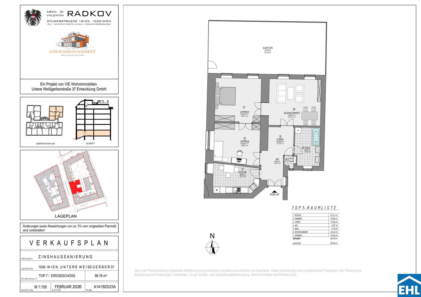 Wohnung with garden near Prater and good transport links