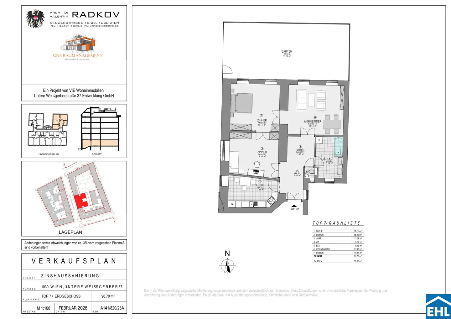 Wohnung with garden near Prater and good transport links