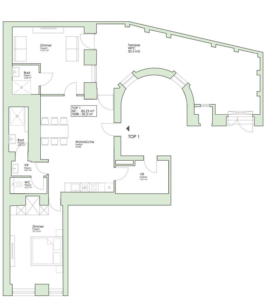 Wohnung im Weissgerberviertel mit Terrasse