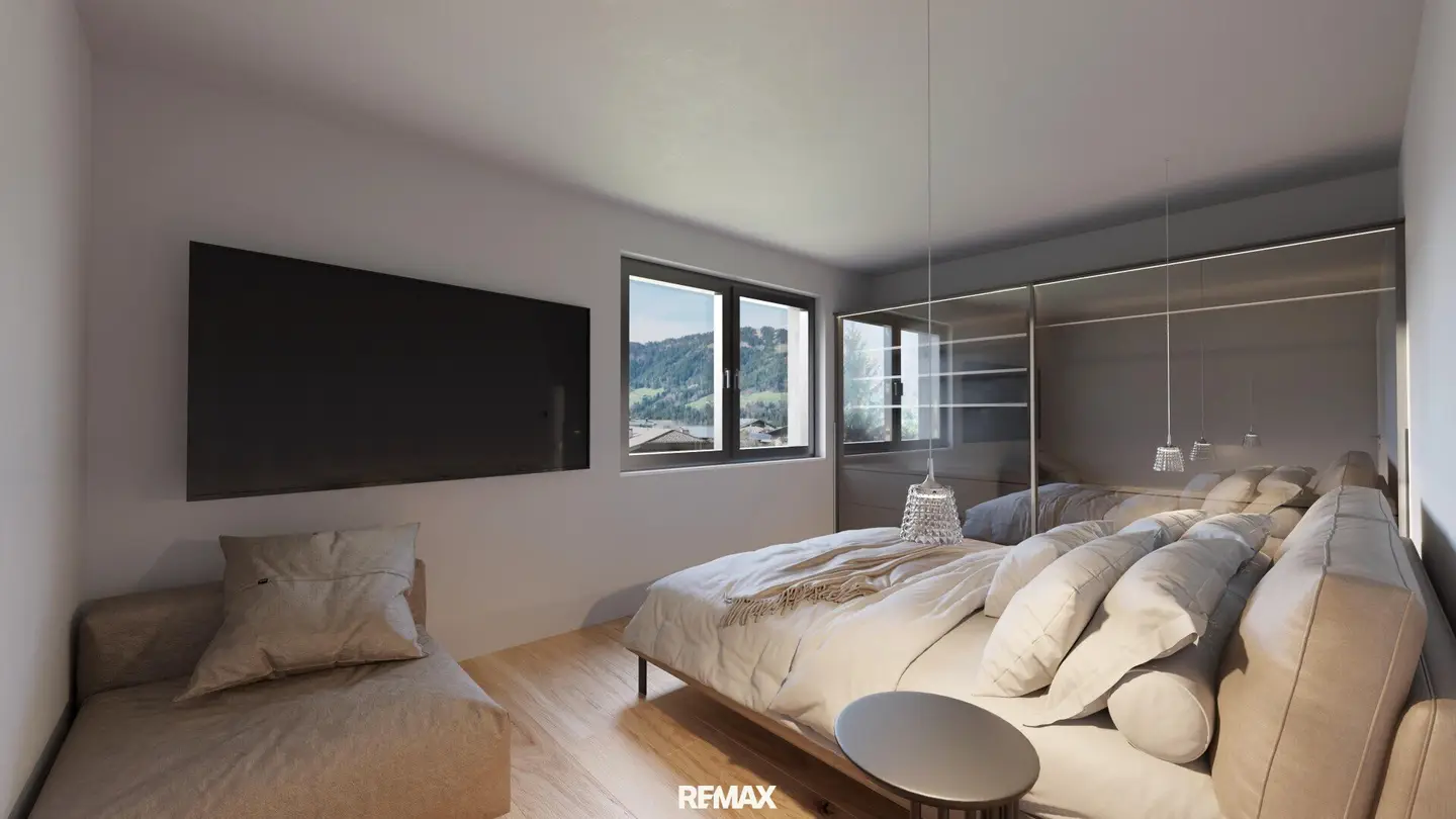 Apartment with balcony and unobstructed mountain panorama