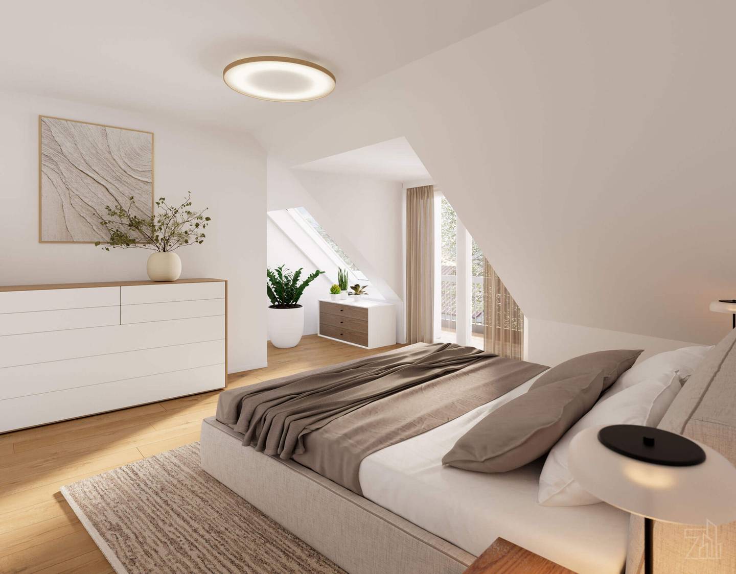 Maisonette apartment with garden and terraces